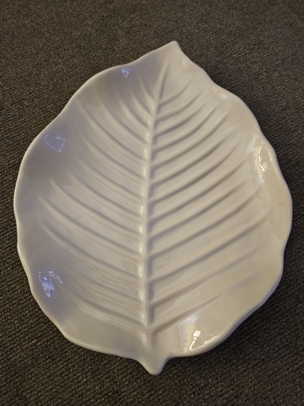 White Ceramic Leaf Shaped Serving Platter